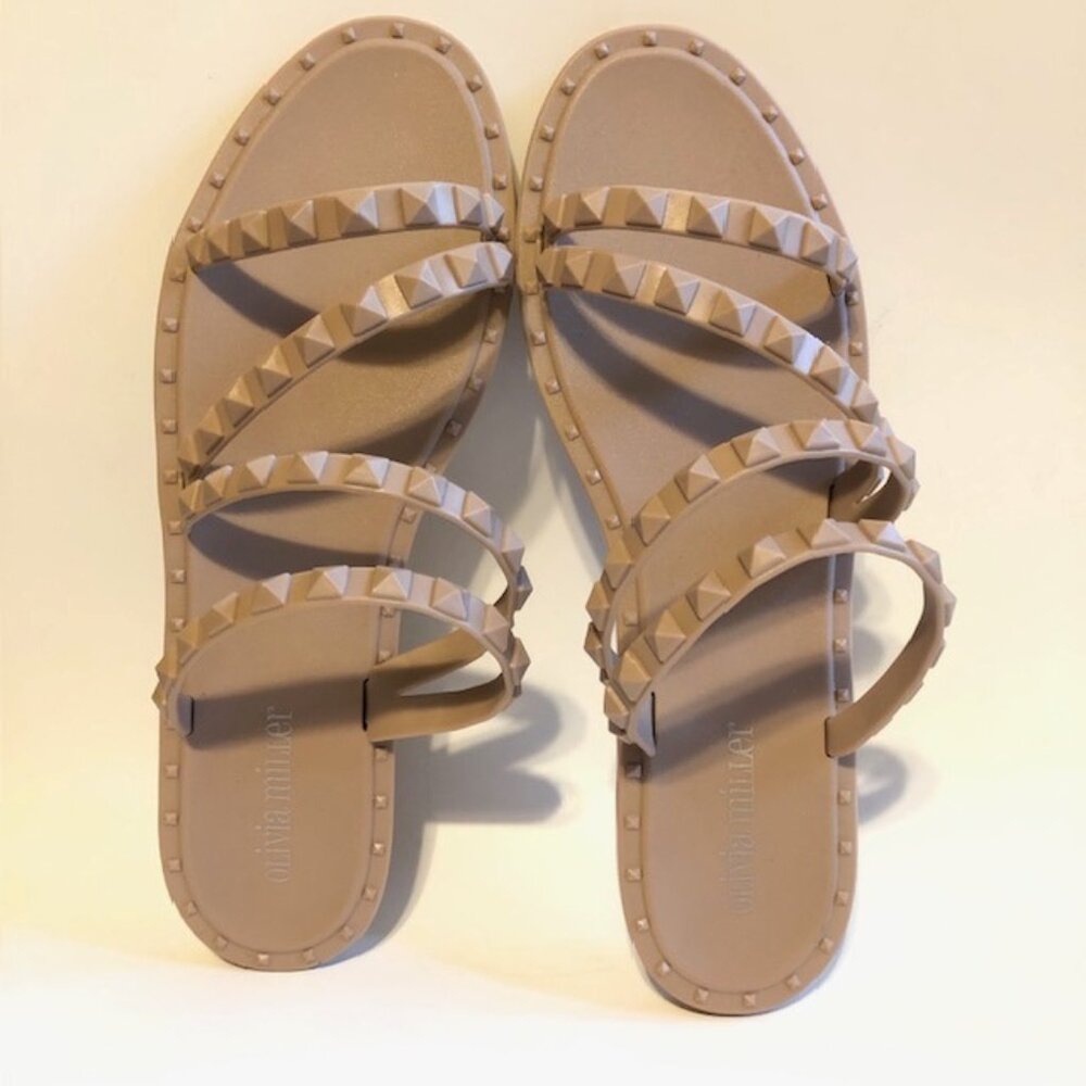 Sz 8 Olivia Miller Studded Jelly Slides Sandals Blush Pink/Nude NWOT